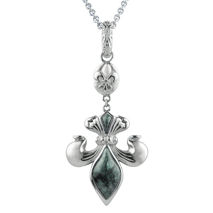 Fleur-de-Lis - Green Marble Lily Necklace