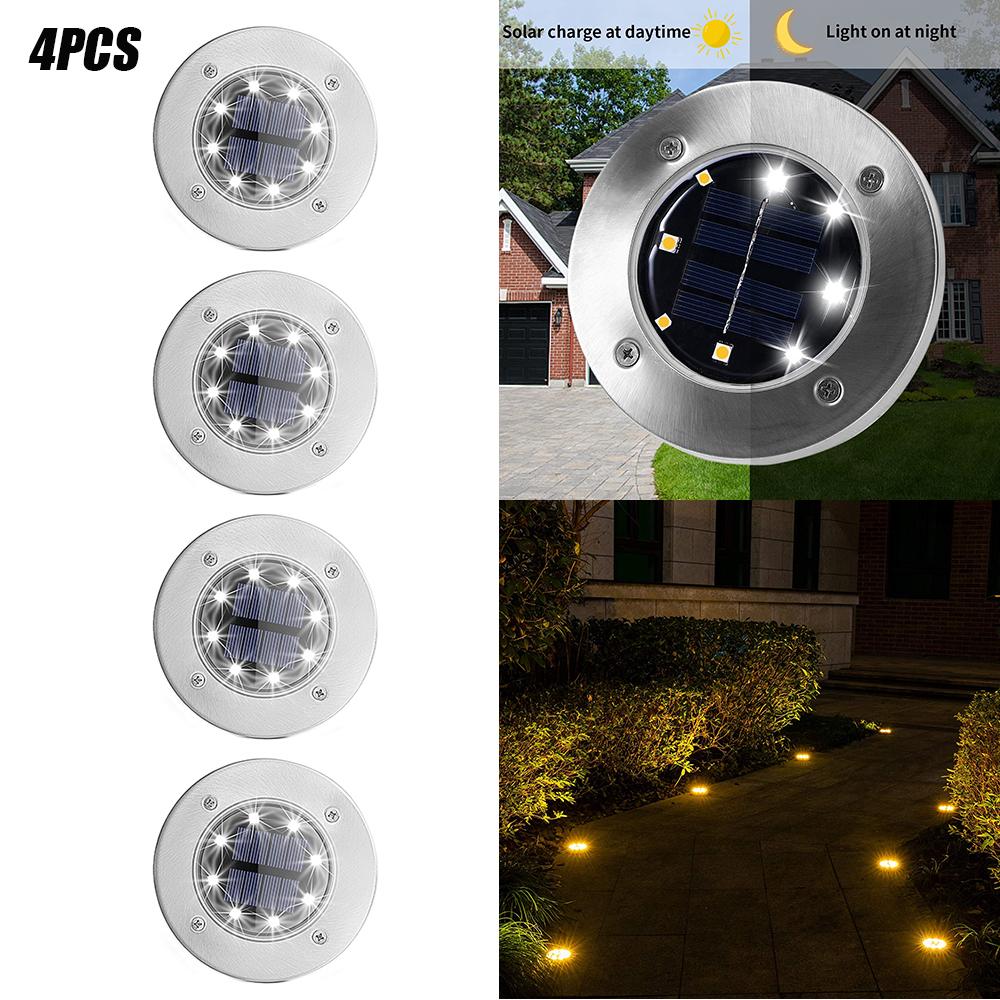 4 LEDs Solar Powered Buried Light Outdoor Pathway Garden Decking Lamps