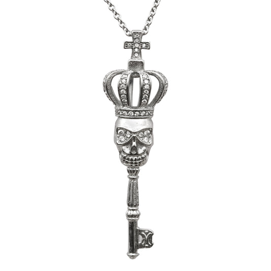 Crowned Skull Key Necklace (WHITE)